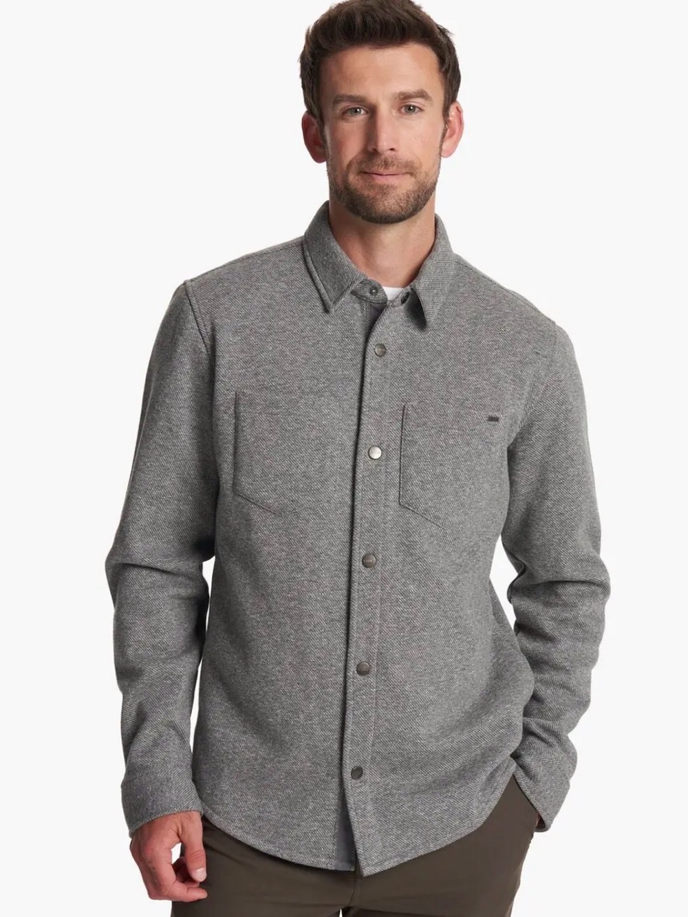 Vuori Del Mar Fleece Shirt Jacket SZ XL Heather Grey
